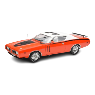 Масштабна модель Dodge Charger R/T 1971 Naranja Blanco Auto World 1/18