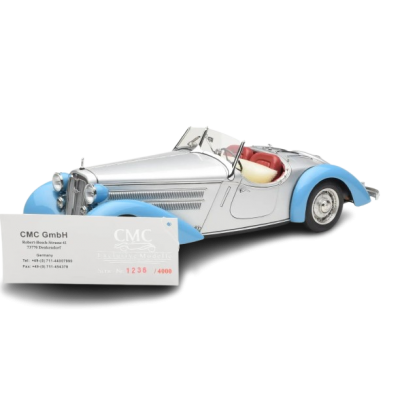 Масштабна модель Audi 225 Front Roadster 1935 Blue Silver CMC 1/18