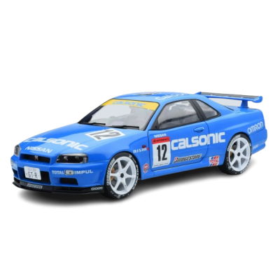 Масштабна модель Nissan Skyline GT-R R34 Calsonic Blue Solido 1/18